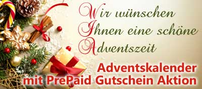 Adventskalender mit PrePaid Gutschein Aktion